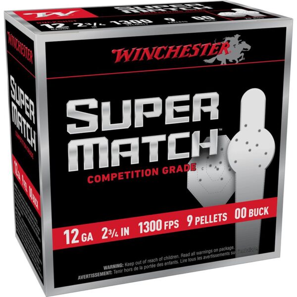 Winchester Super Match Shotshells 12ga 2-3/4" 9Plts 1300 fps #00 25ct - Precision Shot Firearms