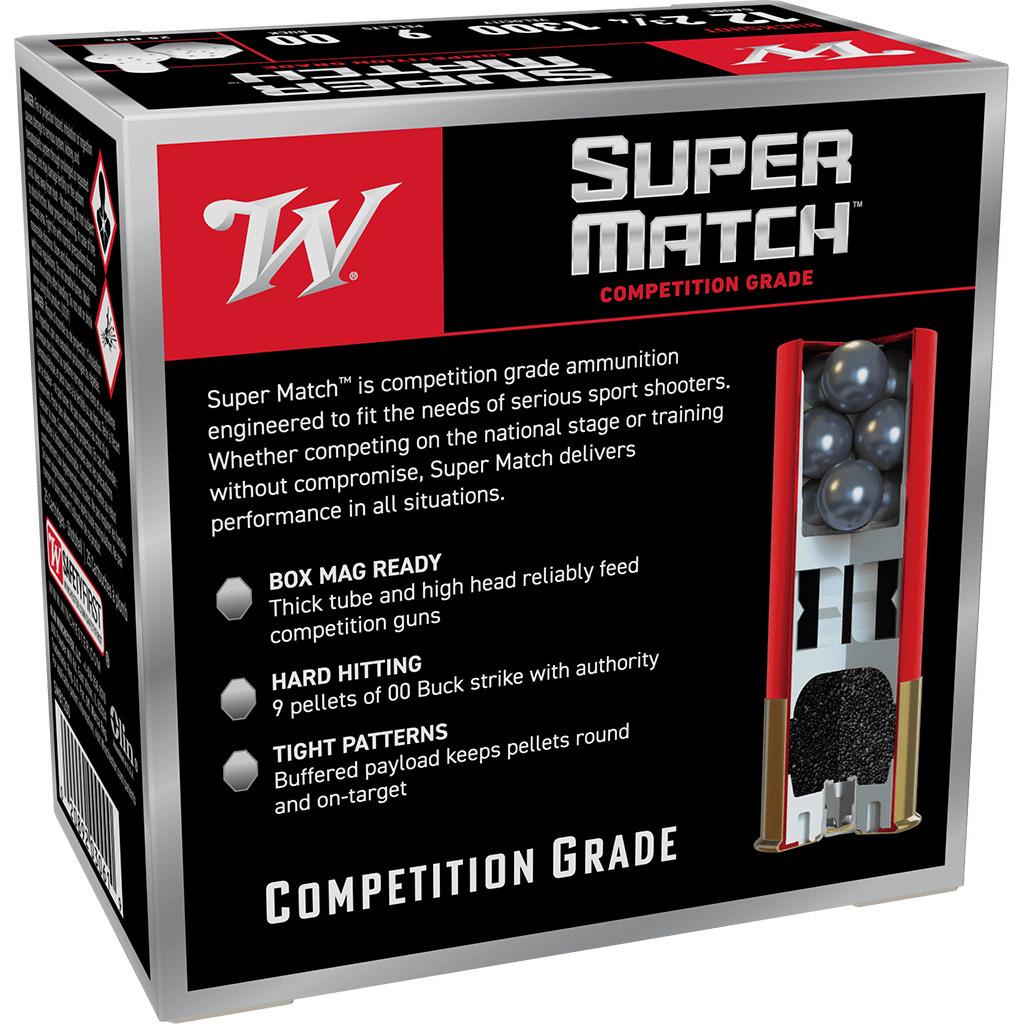 Winchester Super Match Shotshells 12ga 2-3/4" 9Plts 1300 fps #00 25ct - Precision Shot Firearms