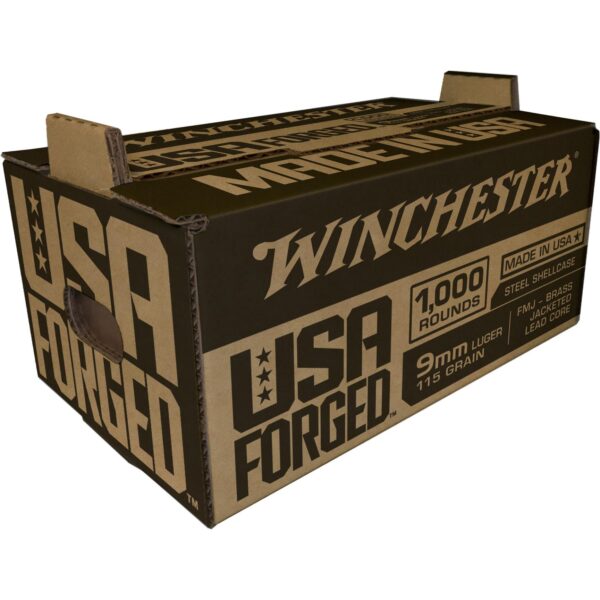 Winchester USA Forged - Steel Case Handgun Ammunition 9mm Luger 115gr FMJ 1190 fps 1000/ct - Precision Shot Firearms