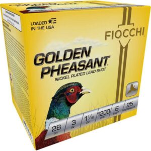 Fiocchi Golden Pheasant Nickel Plated Shotshells 28ga 3" 1-1/16oz 1200fps #6 25/ct - Precision Shot Firearms
