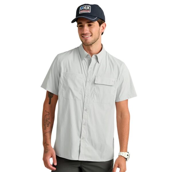 Huk Icon Short Sleeve Button Down Shirt Seagull L - Precision Shot Firearms