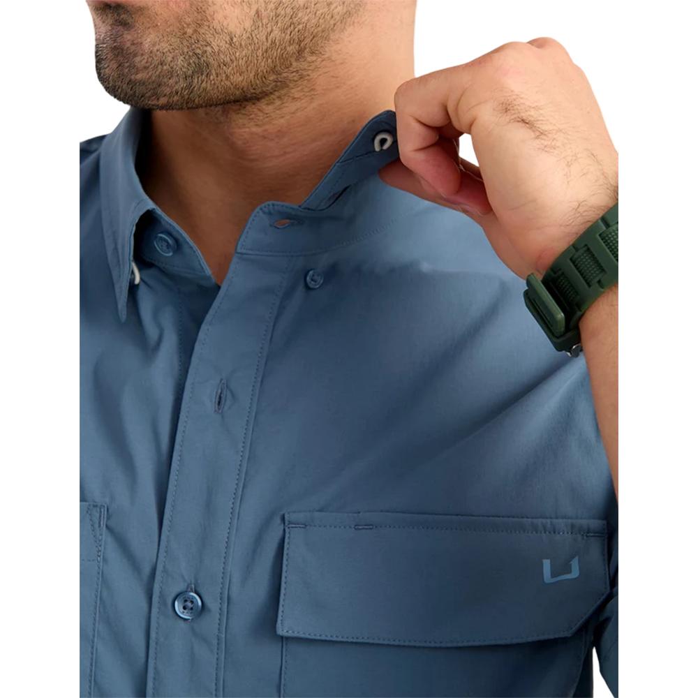 Huk Icon Short Sleeve Button Down Shirt Stormy Blue 2XL - Precision Shot Firearms
