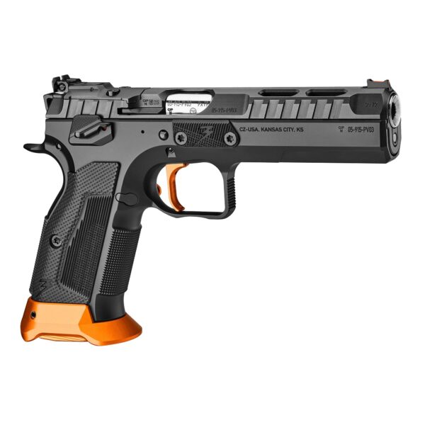 CZ TS3 Orange Handgun 9mm Luger 20rd Magazines(1) 5.2'' Barrel Black SAO Manual Safety G10 grips - Precision Shot Firearms