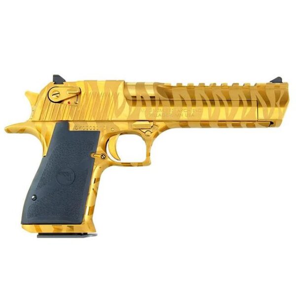Desert Eagle Mark XIX Gold W/Tiger Stripes Handgun .50 AE 7rd Magazines(2) 6" Barrel Titanium Gold Finish- Blemished - Precision Shot Firearms