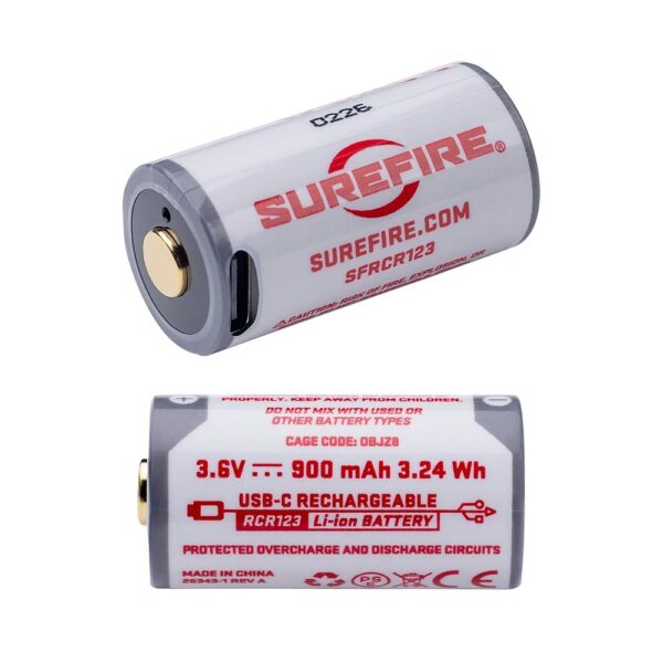 Surefire Lithium-Ion Rechargeable USB-C 123A Battery 3.6V - Precision Shot Firearms