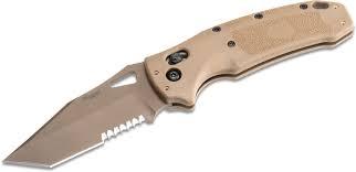 Hogue Sig Sauer K320 M17 Serrated Folding Knife - Tanto ABLE Lock Coyote Tan PVD - 3 1/2" Blade - Precision Shot Firearms