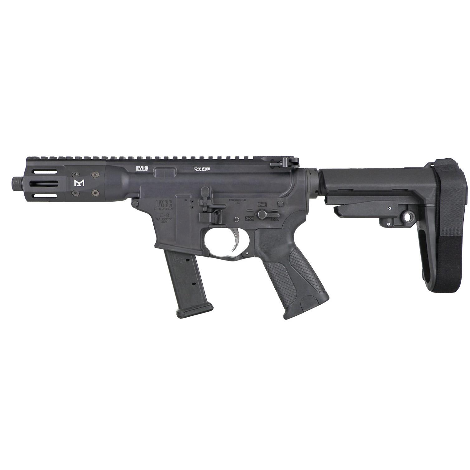 LWRC IC-9 Pistol 9mm Luger 31rd Magazine 5.6'' Barrel Black w/SBA3 Brace - Precision Shot Firearms