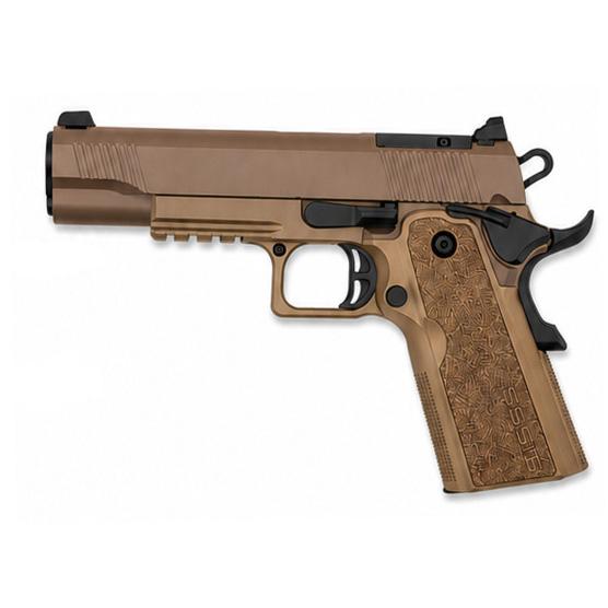 Tisas 1911 Duty DS Handgun 9mm Luger 18rd Magazine 5'' Barrel FDE Frame/Coyote Brown Slide - Precision Shot Firearms