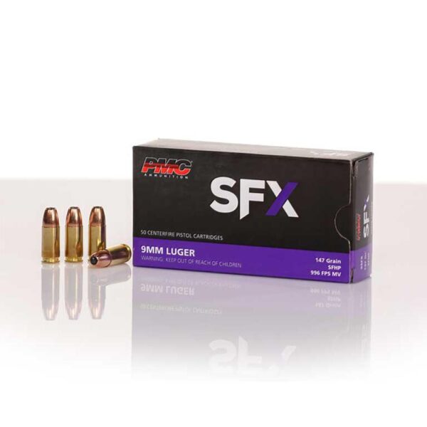 PMC SFX Handgun Ammunition 9mm Luger 147 gr. JHP 996 fps 50/ct - Precision Shot Firearms