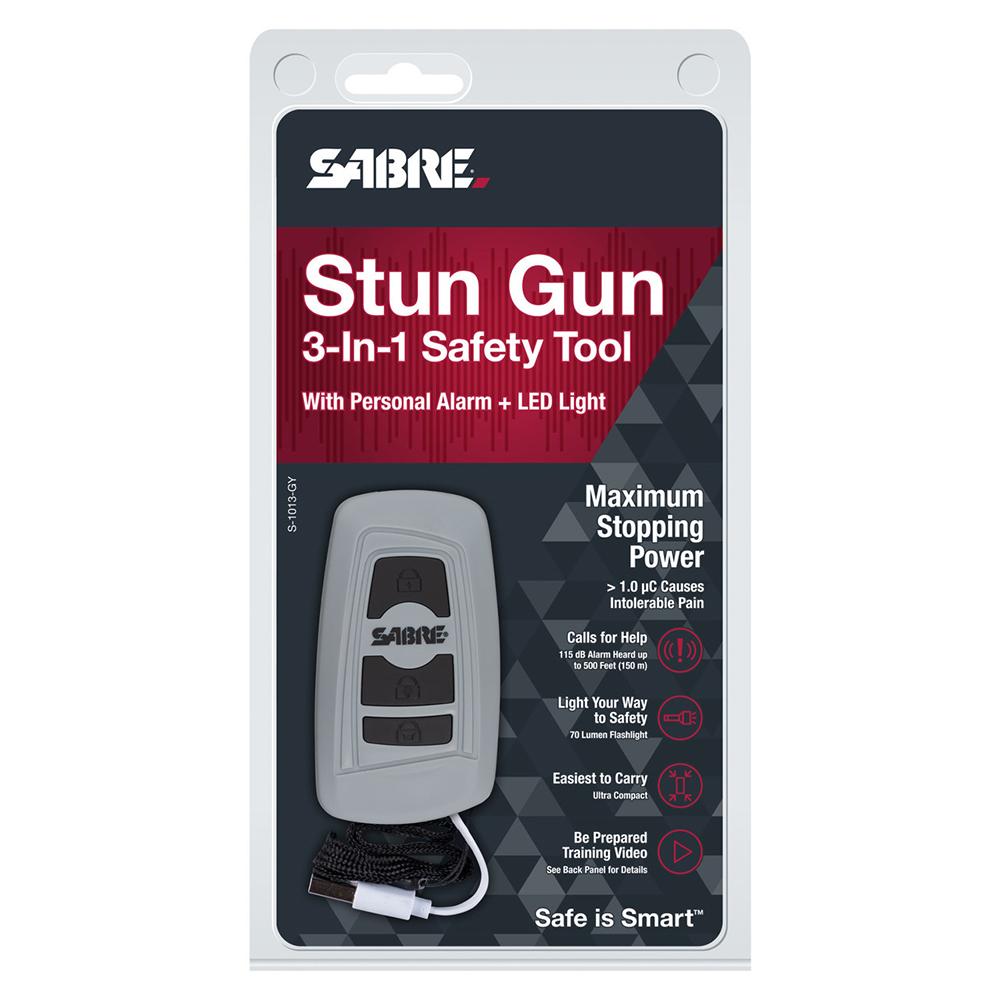 Sabre 3-in-1 Stun Gun Safety Tool with Personal Alarm and Flashlight Grey - Precision Shot Firearms