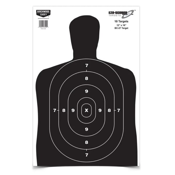 Birchwood Eze-Scorer BC-27 Paper Targets Silhouette 12"x18" 100/ct - Precision Shot Firearms