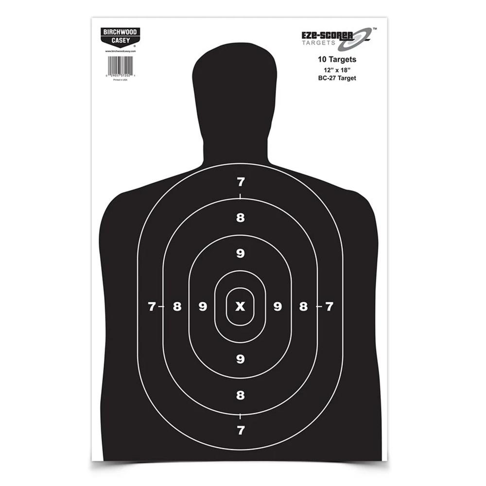 Birchwood Eze-Scorer BC-27 Paper Targets Silhouette 12"x18" 100/ct - Precision Shot Firearms