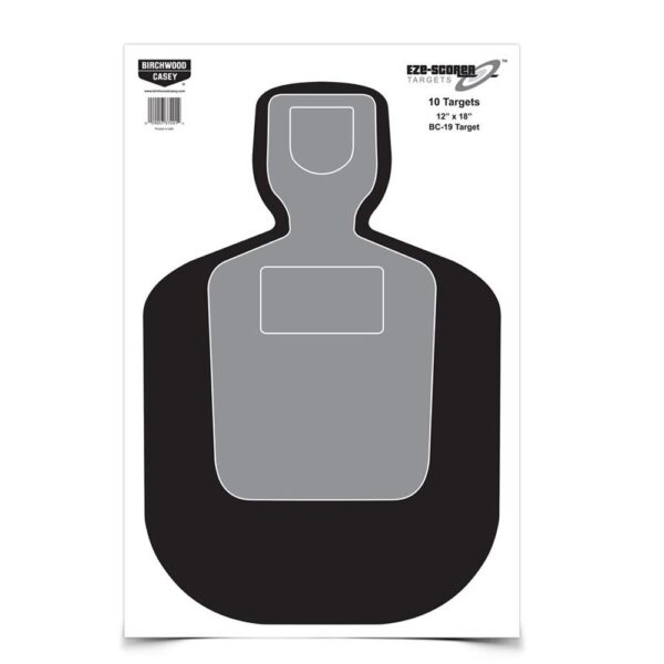 Birchwood Eze-Scorer BC-19 Paper Targets Silhouette 12"x18" 100/ct - Precision Shot Firearms
