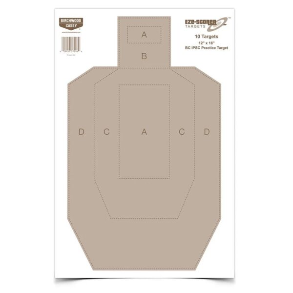 Birchwood Eze-Scorer BC IPSC Paper Targets Silhouette 12"x18" 100/ct - Precision Shot Firearms