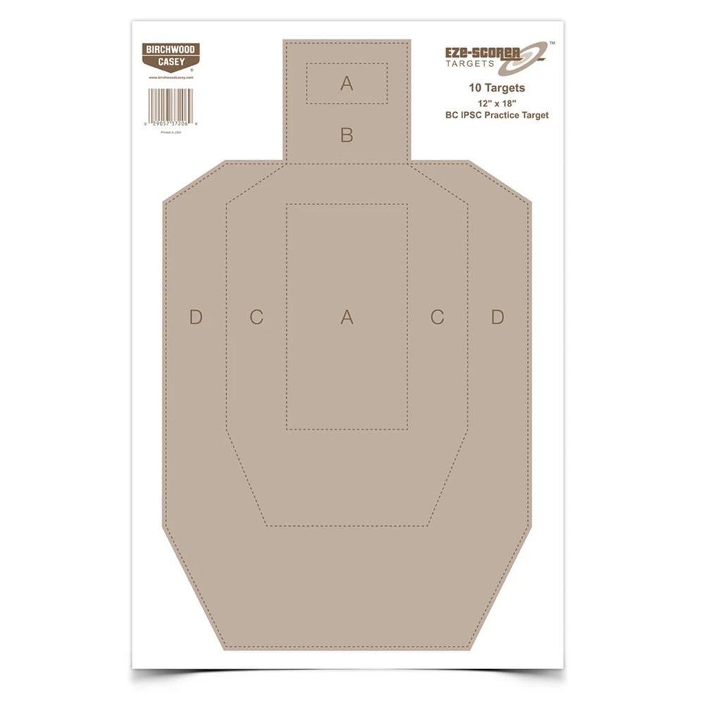 Birchwood Eze-Scorer BC IPSC Paper Targets Silhouette 12"x18" 100/ct - Precision Shot Firearms