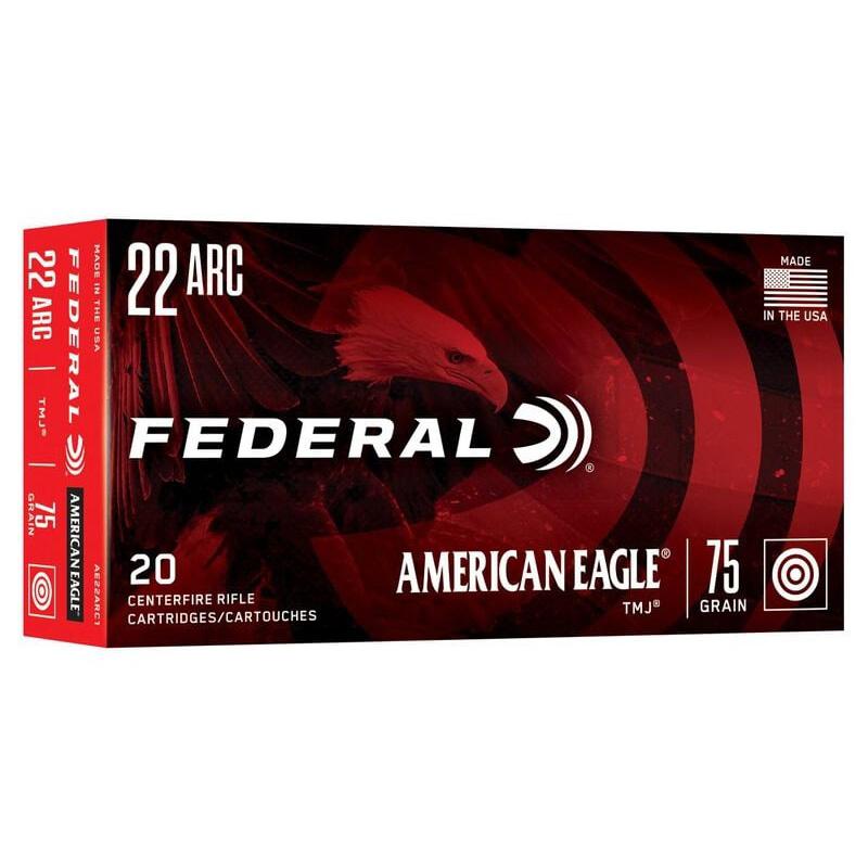 Federal American Eagle Rifle Ammunition .22 ARC 75gr TMJ 2975 fps 20/ct - Precision Shot Firearms