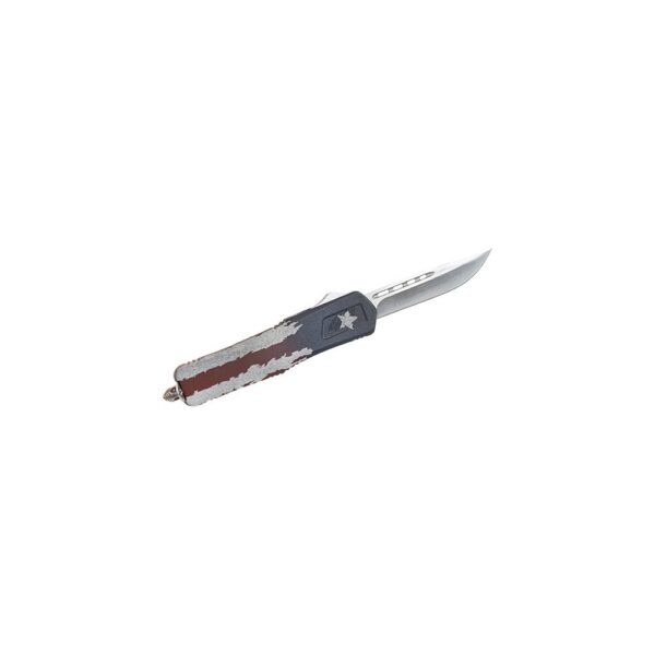 GLFA Medium OTF Automatic Knife 3-1/2" Plain Clip Point Blade American Flag - Precision Shot Firearms