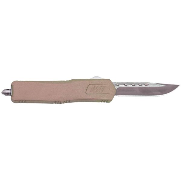 GLFA Medium OTF Automatic Knife 3-1/2" Plain Clip Point Blade FDE - Precision Shot Firearms