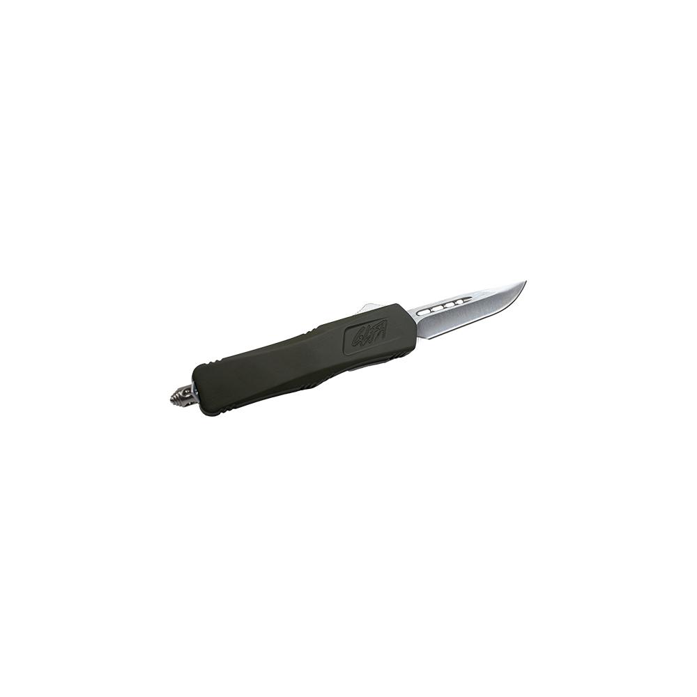 GLFA Medium OTF Automatic Knife 3-1/2" Plain Clip Point Blade OD Green - Precision Shot Firearms