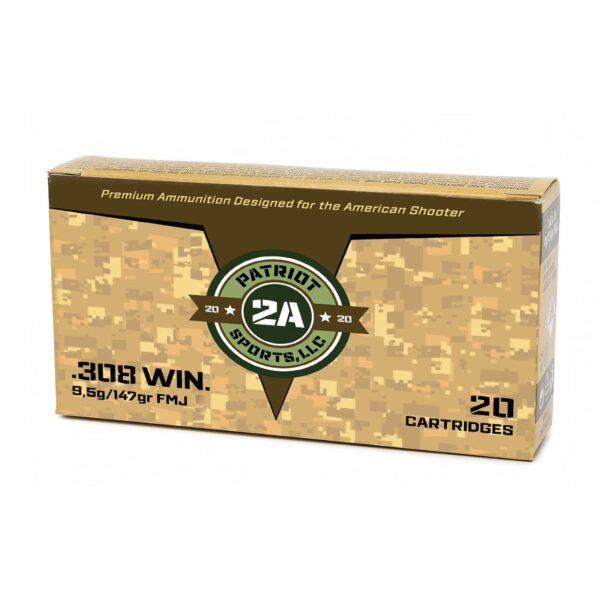 Patriot Sports Rifle Ammunition .308 Win 147gr FMJ 2788 fps 20/ct - Precision Shot Firearms