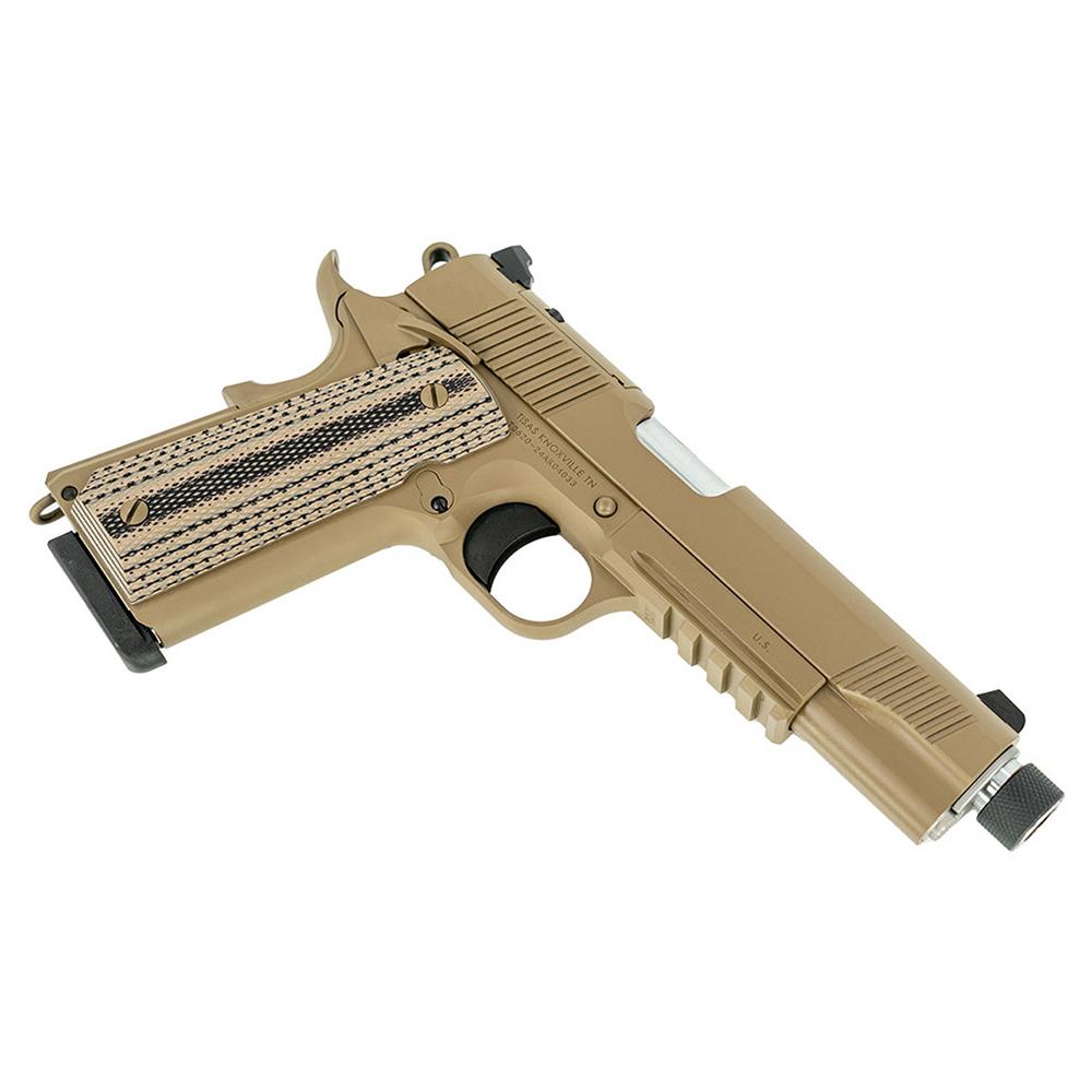 Tisas 1911 B45RGD TH Raider Handgun .45 ACP 8rd Magazines(2) 5.5" Threaded Barrel FDE Cerakote Optic Ready - Precision Shot Firearms