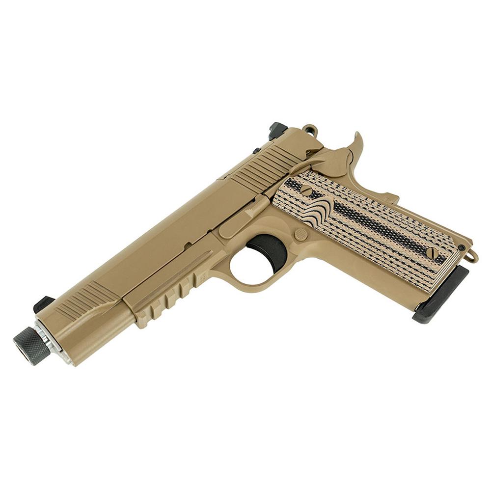 Tisas 1911 B45RGD TH Raider Handgun .45 ACP 8rd Magazines(2) 5.5" Threaded Barrel FDE Cerakote Optic Ready - Precision Shot Firearms
