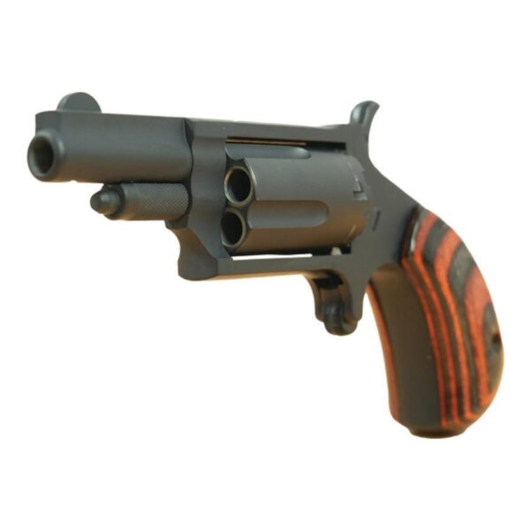 NAA 22M Mini Revolver Handgun .22 Magnum 5rd Capacity 1.625" Barrel Grey Cerakote with Red & Black Checkerd Grips - Precision Shot Firearms