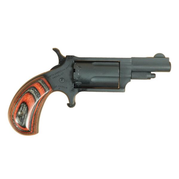 NAA 22M Mini Revolver Handgun .22 Magnum 5rd Capacity 1.625" Barrel Grey Cerakote with Red & Black Checkerd Grips - Precision Shot Firearms