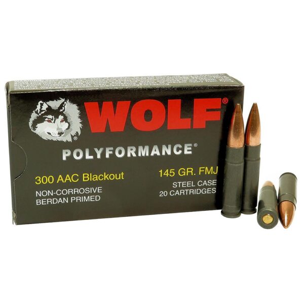 Wolf Polyformance Rifle Ammunition .300 Blackout 145gr FMJ 1985 fps 20/ct - Precision Shot Firearms