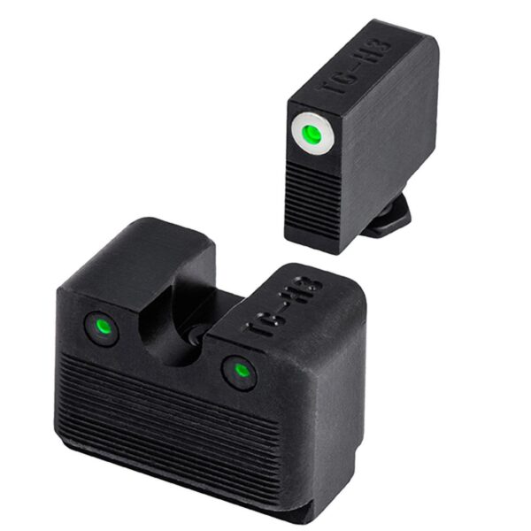 Truglo Tritium Pro Night Sights for Glock M.O.S. 17 19 22 23 24 26 27 33 34 35 38 39 Front Outline White Rear Green - Precision Shot Firearms
