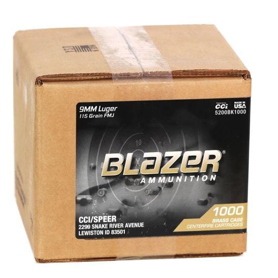 CCI Blazer Brass Handgun Ammunition 9mm Luger 115 gr. FMJ 1145 fps 1000/ct (Loose Pack) - Precision Shot Firearms