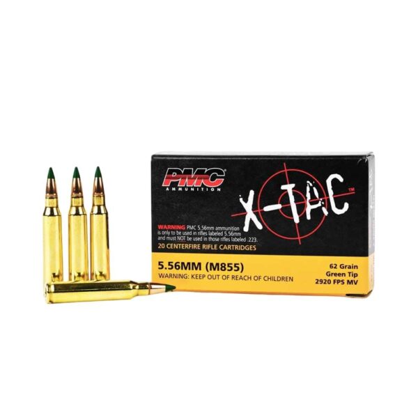PMC X-Tac Rifle Ammunition 5.56 NATO 62 gr Green Tip 2920 fps 20/ct - Precision Shot Firearms