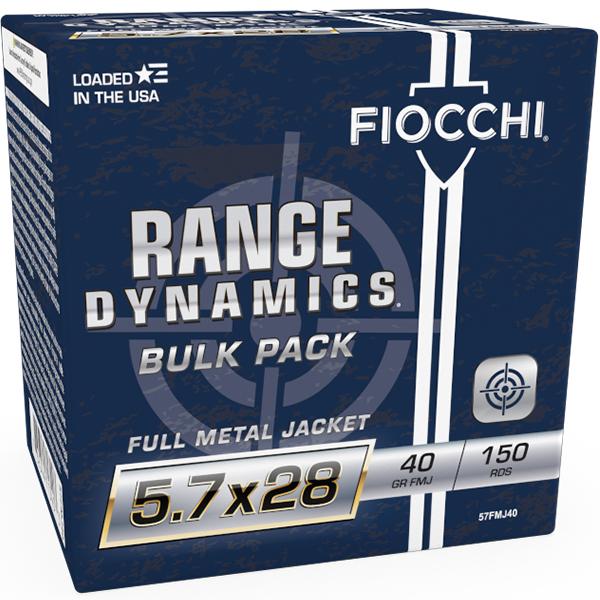Fiocchi Range Dynamics Handgun Ammunition 5.7x28 FN 41gr FMJ 1700 fps 150/ct - Precision Shot Firearms