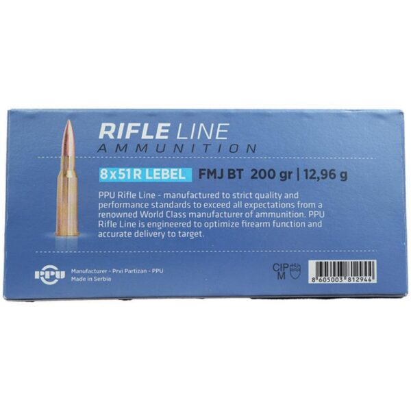 PPU Metric Rifle Ammunition 8x51R Lebel 200gr FMJ-BT 2300 fps 20/ct - Precision Shot Firearms