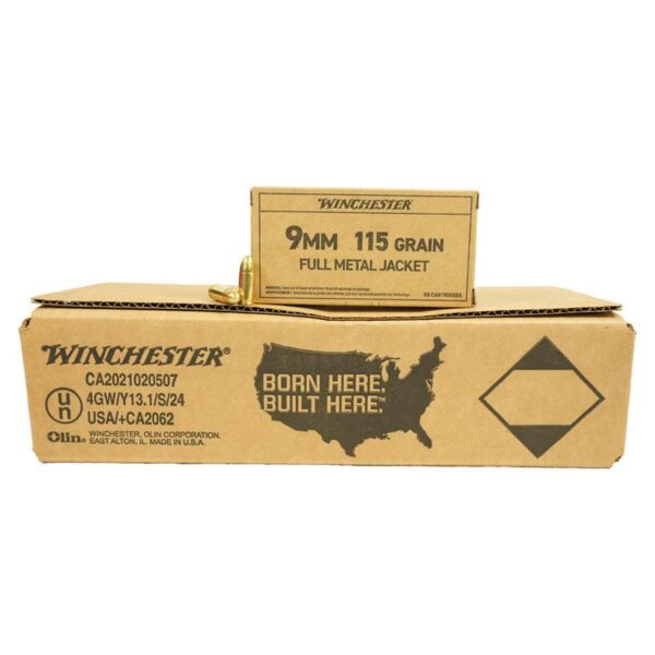 Winchester Service Grade Handgun Ammunition 9mm Luger 115 gr. FMJ 1300 fps 1000/ct (20-50/ct Boxes) - Precision Shot Firearms