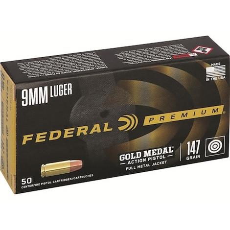 Federal Gold Medal Action Pistol 9mm Luger 147gr FMJ 900 fps 50/ct - Precision Shot Firearms