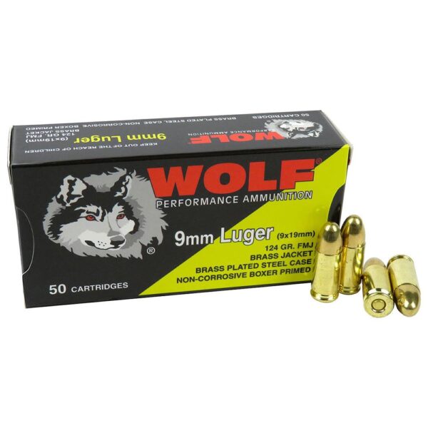Wolf (Turkish) Performance Handgun Ammunition 9mm Luger 124gr FMJ 50/ct - Precision Shot Firearms