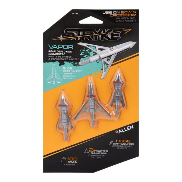 Allen Stryke Vapor Rear Deploying Broadhead 2 Blade 100 Grain 3/ct - Precision Shot Firearms