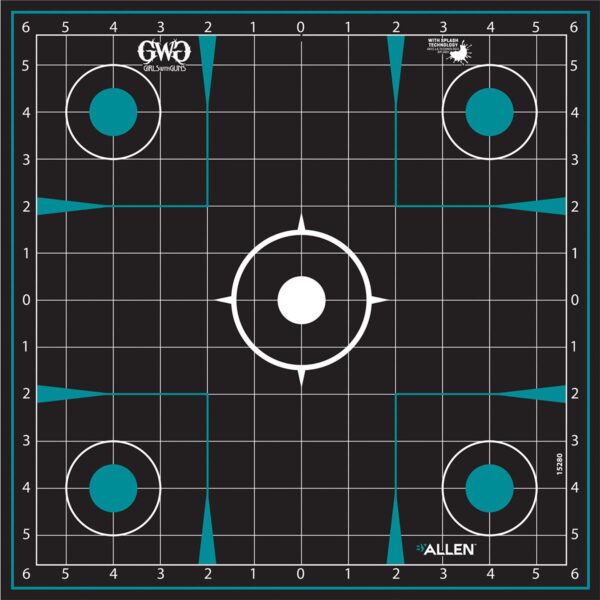 Allen Girls with Guns Splash Adhesive Sight Grid Targets 12x12 - 5/ct - Precision Shot Firearms