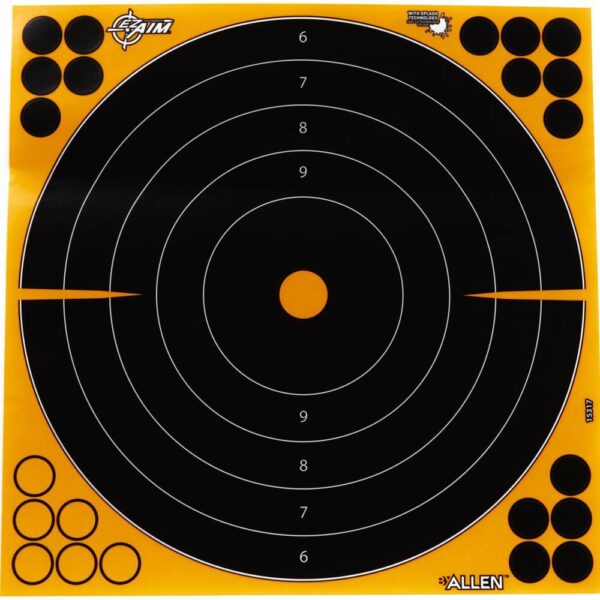 Allen EZ Aim Adhesive Splash Bullseye Target 12" Black and Yellow 25 Pack - Precision Shot Firearms