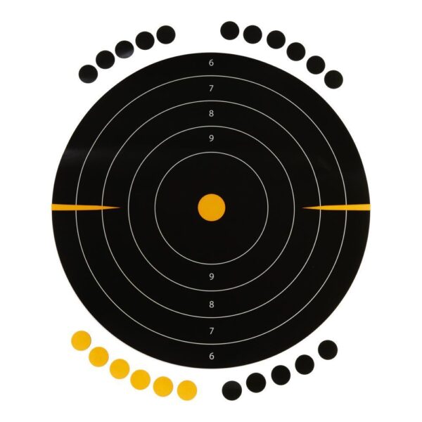 Allen EZ Aim Adhesive Splash Bullseye Target 12" Black and Yellow 25 Pack - Precision Shot Firearms