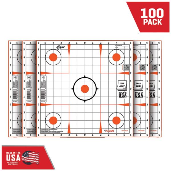 Allen EZ Aim Paper Targets 12" Peel Away Grid Orange and White 100 Pack - Precision Shot Firearms