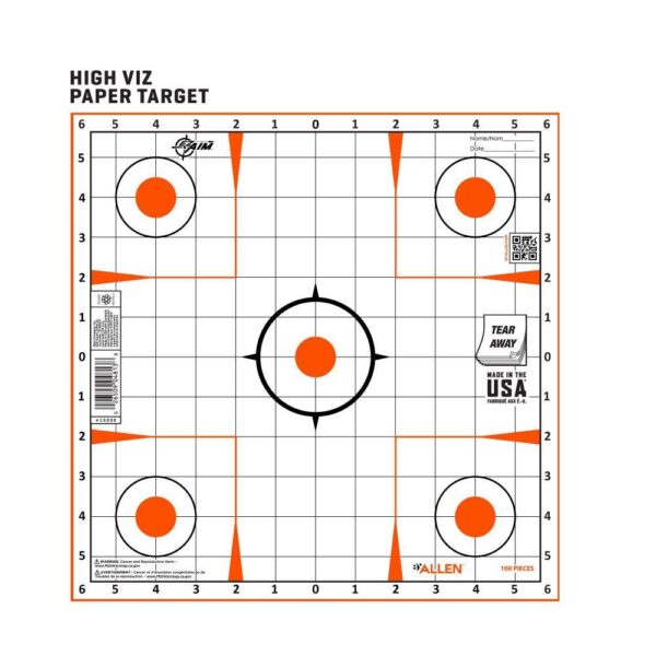 Allen EZ Aim Paper Targets 12" Peel Away Grid Orange and White 100 Pack - Precision Shot Firearms