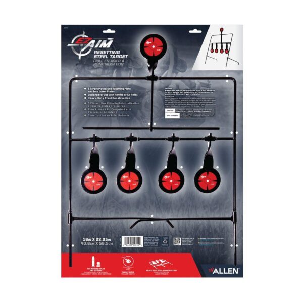 EZ-Aim Deflector Resetting Spinner Target System 16"W x 22.25"H Black/Red - Precision Shot Firearms