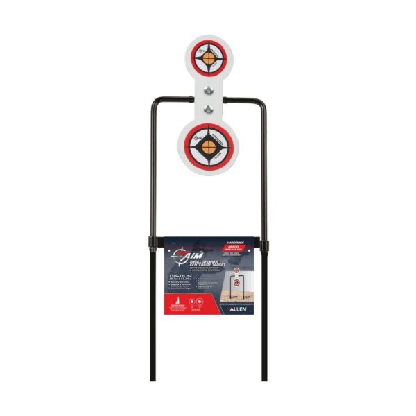 Allen EZ-Aim Hardrock AR500 Round Spinner Targets & Stand for Rimfire Rounds & Centerfire Pistols 7.375"W x 21.75"H White/Red/Black - Precision Shot Firearms