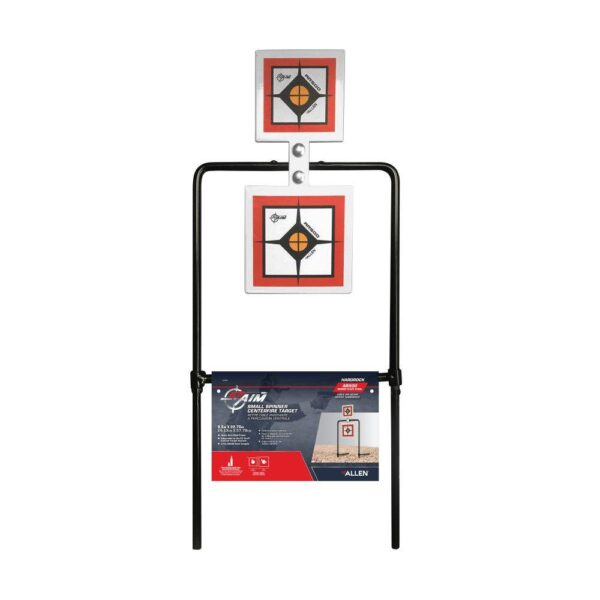 Allen EZ-Aim Hardrock AR500 Square Spinner Targets & Stand for Rimfire Rounds & Centerfire Pistols 9.5"W x 22.75"H White/Red/Black - Precision Shot Firearms