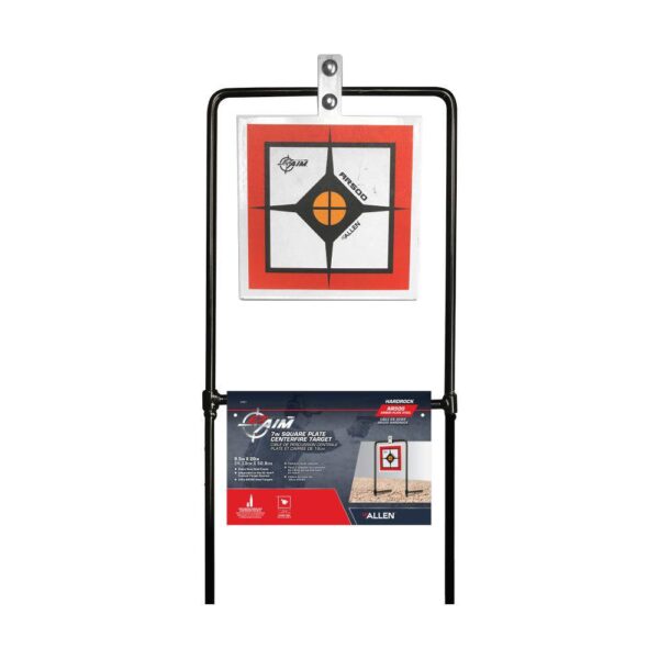 Allen EZ-Aim Hardrock AR500 Square Spinner Target & Stand for Rimfire Rounds & Centerfire Pistols 9.5"W x 20"H White/Red/Black - Precision Shot Firearms