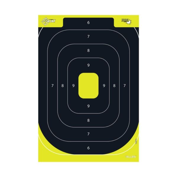 Allen EZ Aim Splash Reactive Paper Target IPSC Silhouette 12.5"x18.25" Yellow and Black 30 per Pad - Precision Shot Firearms