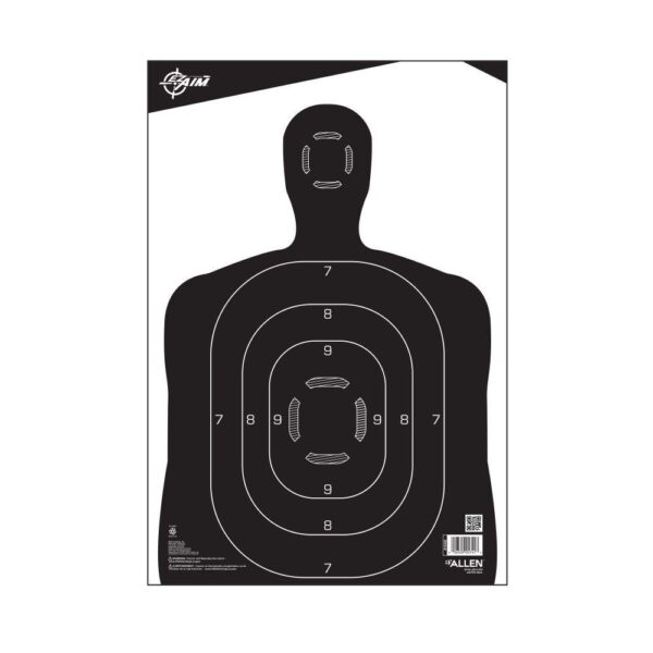 Allen EZ-Aim Silhouette Paper Shooting Targets 12"W x 18"H Black 100/ct - Precision Shot Firearms