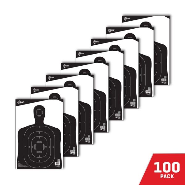 Allen EZ-Aim Silhouette Paper Shooting Targets 12"W x 18"H Black 100/ct - Precision Shot Firearms